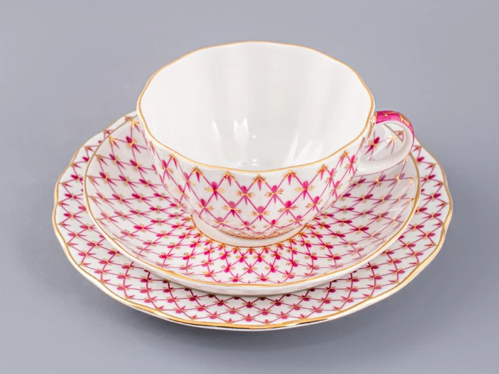 Трехпредметный комплект чайный форма Тюльпан рисунок Сетка-Блюз 2 арт. 81.24813.00.1, 