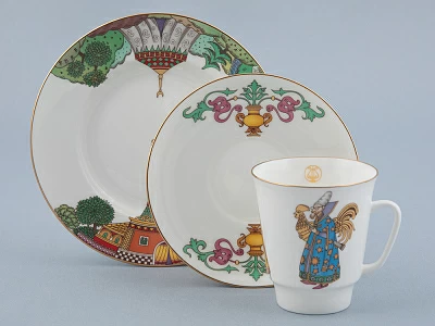 Трехпредметный комплект 165 мл форма Майская рисунок Опера Золотой петушок, арт. 81.32232.00.1