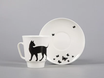 Чашка с блюдцем кофейная 165 мл форма Майская рисунок Мотыльки арт. 81.30661.00.1,  Чашка с блюдцем кофейная 165 мл форма Майская рисунок Мотыльки арт. 81.30661.00.1,