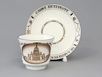 Чашка с блюдцем чайная 220 мл форма Банкетная рисунок Исаакиевский собор арт. 81.14849.00.1