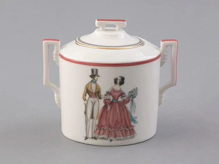 Подарочный набор сахарница форма Гербовая рисунок Modes de Paris (терракот) арт. 81.26408.00.1, 