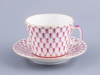 Чашка с блюдцем чайная 200 мл форма Молодежная рисунок Сетка-Блюз 2 арт. 81.24869.00.1