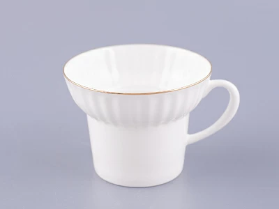 Чашка с блюдцем кофейная 155 мл форма Волна рисунок Золотой кантик арт. 81.13549.00.1