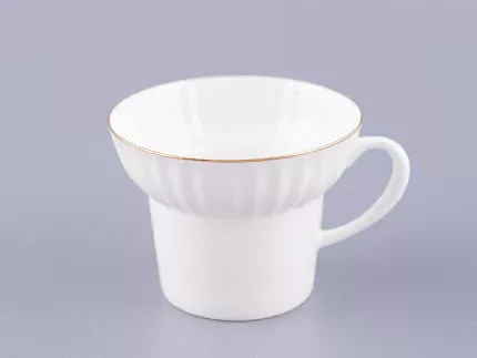 Чашка с блюдцем кофейная 155 мл форма Волна рисунок Золотой кантик арт. 81.13549.00.1