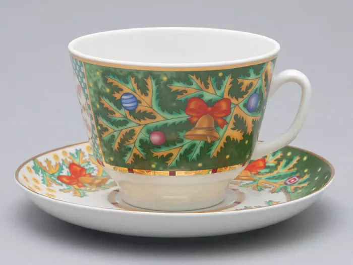 Чашка с блюдцем чайная 350 мл форма Подарочная рисунок Морозный январь арт. 81.31749.00.1, 