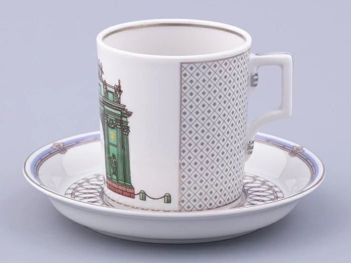 Чашка с блюдцем чайная, форма Гербовая, рисунок Серебряный город 2, арт. 81.32585.00.1, 