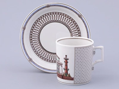 Чашка с блюдцем чайная, форма Гербовая, рисунок Серебряный город 3, арт. 81.32586.00.1 Чашка с блюдцем чайная, форма Гербовая, рисунок Серебряный город 3, арт. 81.32586.00.1