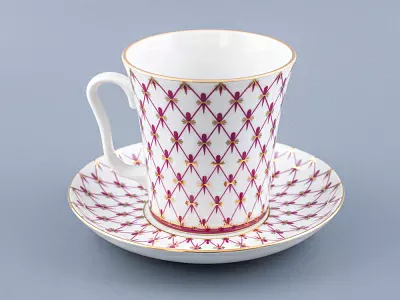 Бокал с блюдцем форма Ленинградский рисунок Сетка-Блюз 2 арт. 81.24769.00.1