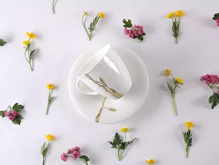 Чашка с блюдцем чайная форма Оливия рисунок Лидия арт. 81.31431.00.1