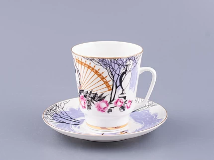 Чашка с блюдцем кофейная 160 мл форма Майская рисунок Посвящение Анне Андреевне арт. 81.10583.00.1