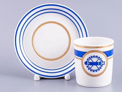 Чашка с блюдцем чайная 220 мл форма Гербовая рисунок Кают-компания № 2 арт. 81.24031.00.1 Чашка с блюдцем чайная 220 мл форма Гербовая рисунок Кают-компания № 2 арт. 81.24031.00.1