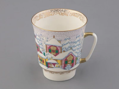 Чашка с блюдцем 165 мл форма Майская рисунок Зимний день, арт. 81.10375.00.1