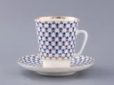 Чашка с блюдцем кофейная 165 мл форма Майская рисунок Кобальтовая сетка арт. 81.14574.00.1, Чашка с блюдцем кофейная 165 мл форма Майская рисунок Кобальтовая сетка арт. 81.14574.00.1,