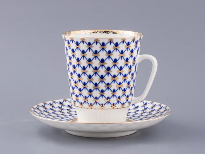 Чашка с блюдцем кофейная 165 мл форма Майская рисунок Кобальтовая сетка арт. 81.14574.00.1, 
