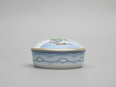 Туалетная коробочка форма Круглая рисунок Зима. Заяц арт. 81.31060.00.1