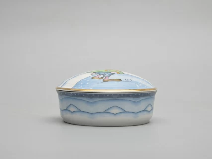 Туалетная коробочка форма Круглая рисунок Зима. Заяц арт. 81.31060.00.1, 