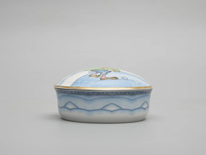 Туалетная коробочка форма Круглая рисунок Зима. Заяц арт. 81.31060.00.1, 