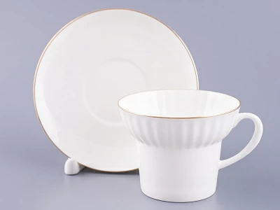 Чашка с блюдцем кофейная 155 мл форма Волна рисунок Золотой кантик арт. 81.13549.00.1