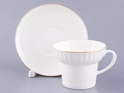 Чашка с блюдцем кофейная 155 мл форма Волна рисунок Золотой кантик арт. 81.13549.00.1