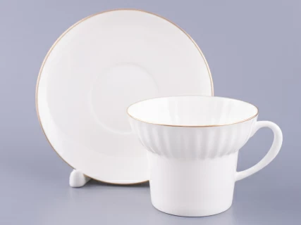 Чашка с блюдцем кофейная 155 мл форма Волна рисунок Золотой кантик арт. 81.13549.00.1, 