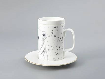 Бокал с блюдцем Тотем в подарочной упаковке, рисунок Медведь арт. 81.28376.00.1, 