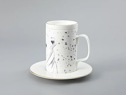 Бокал с блюдцем Тотем в подарочной упаковке, рисунок Медведь арт. 81.28376.00.1 Бокал с блюдцем Тотем в подарочной упаковке, рисунок Медведь арт. 81.28376.00.1