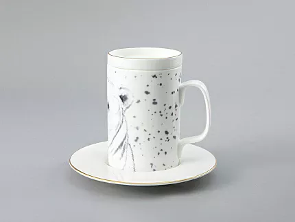 Бокал с блюдцем Тотем в подарочной упаковке, рисунок Медведь арт. 81.28376.00.1