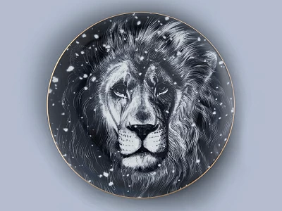 Декоративная тарелка 300 мм в подарочной упаковке, форма Эллипс 2, рисунок Тотем Лев арт. 81.26806.00.1