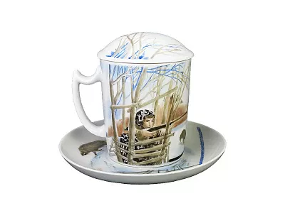 Бокал с блюдцем и с крышкой 380 мл форма Снежное Утро рисунок Засидка арт. 81.23093.00.1