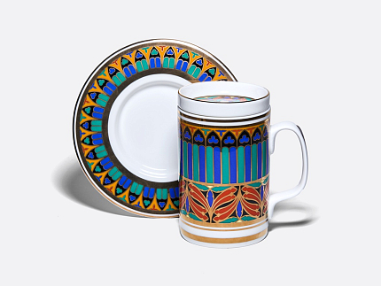 Бокал с блюдцем и крышкой 390 мл в подарочной упаковке, форма Топ, рисунок Готический 10, арт. 81.34169.00.1