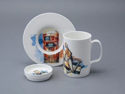 Бокал с блюдцем и крышкой 400мл в подарочной упаковке, форма Топ, рисунок Atomic Heart 2, арт 81.34449.00.1