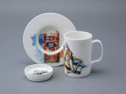 Бокал с блюдцем и крышкой 400мл в подарочной упаковке, форма Топ, рисунок Atomic Heart 2, арт 81.34449.00.1, 