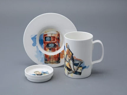 Бокал с блюдцем и крышкой 400мл в подарочной упаковке, форма Топ, рисунок Atomic Heart 2, арт 81.34449.00.1