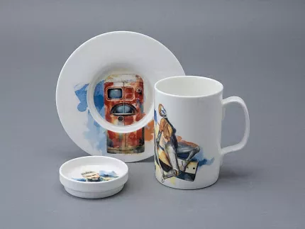 Бокал с блюдцем и крышкой 400мл в подарочной упаковке, форма Топ, рисунок Atomic Heart 2, арт 81.34449.00.1