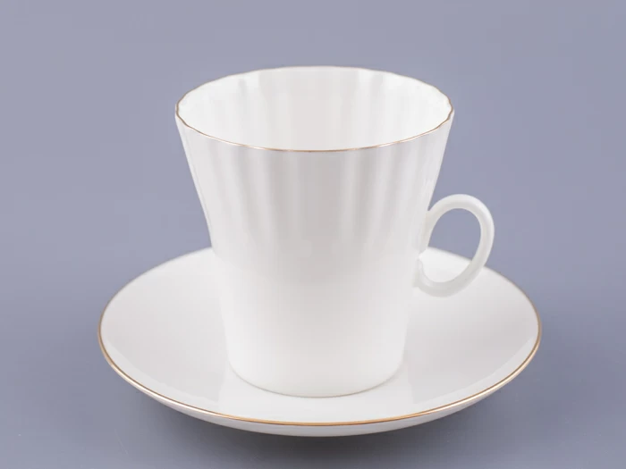 Чашка с блюдцем кофейная 175 мл.,  форма Одуванчик,  рисунок Золотой кантик арт. 81.13552.00.1, 