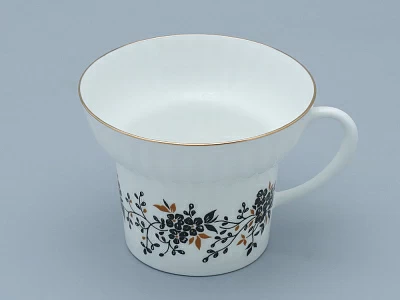 Трехпредметный комплект чайный форма Волна рисунок Тонкие веточки 155 мл арт. 81.14404.00.1