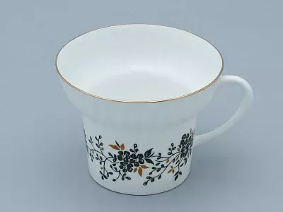 Трехпредметный комплект чайный форма Волна рисунок Тонкие веточки 155 мл арт. 81.14404.00.1