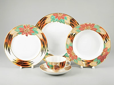 Тарелка мелкая 215 мм форма Европейская-2 рисунок Пуансеттия, арт. 80.38104.00.1