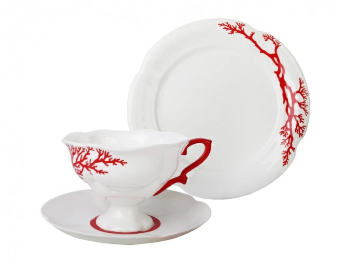 Трехпредметный комплект чайный форма Наташа рисунок Коралл 220 мл арт. 81.20922.00.1, 