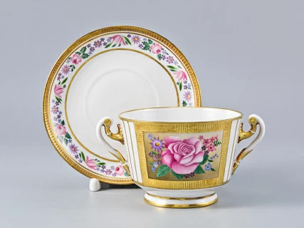 Чашка с блюдцем для бульона форма Александрия рисунок Воспоминание арт. 81.17424.00.1, 