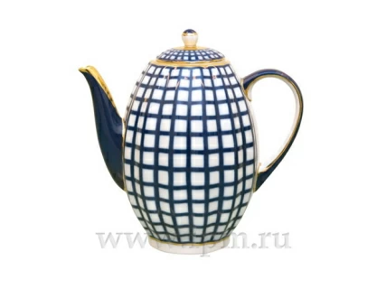 Кофейник Тюльпан Кобальтовая клетка 1200 мл арт. 80.06584.00.1, 