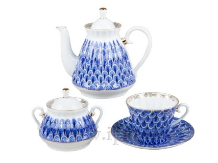 Сервиз чайный Лучистая Незабудка, 6 персон 20 предметов, арт. 81.14821.01.1, 