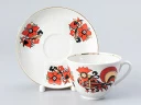 Чашка с блюдцем чайная Весенняя Красные петушки 250 мл арт. 81.15902.00.1, 