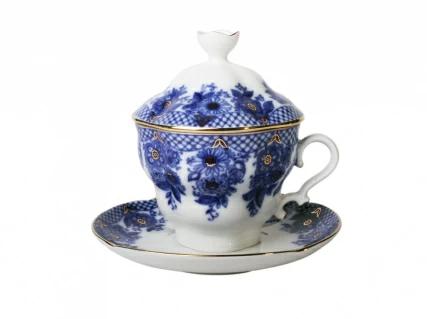 Чашка с блюдцем и с крышкой чайная 250 мл Подарочная-2 Гирлянда арт. 81.14350.00.1, 