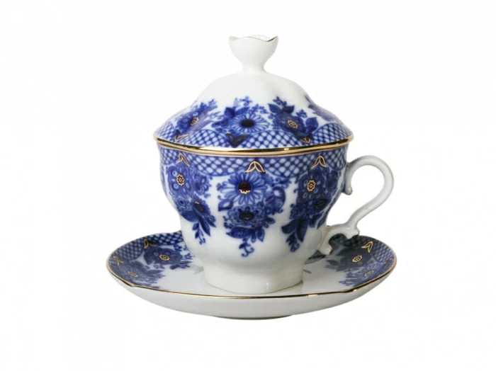 Чашка с блюдцем и с крышкой чайная 250 мл Подарочная-2 Гирлянда арт. 81.14350.00.1, 