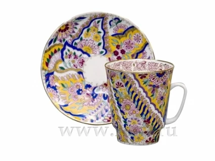 Чашка с блюдцем кофейная 165 мл.,  форма Майская,  рисунок Яркие узоры арт. 81.15350.00.1, 