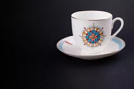 Чашка с блюдцем кофейная, форма Ландыш, рисунок Снежинка, арт 61.21042.00.1