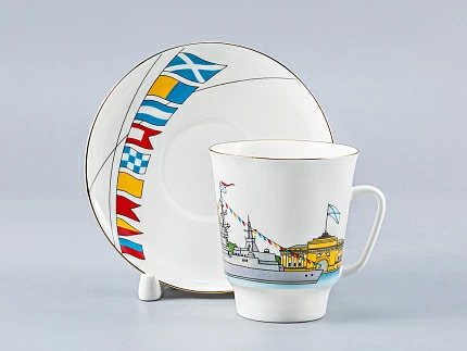 Чашка с блюдцем кофейная 165 мл форма Майская рисунок День ВМФ России арт. 81.26631.00.5