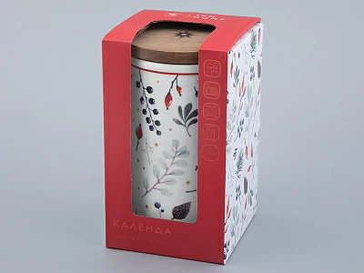 Банка с деревянной крышкой (высокая 165мм) форма Стандартная рисунок Календа арт. 42.00040.00.1