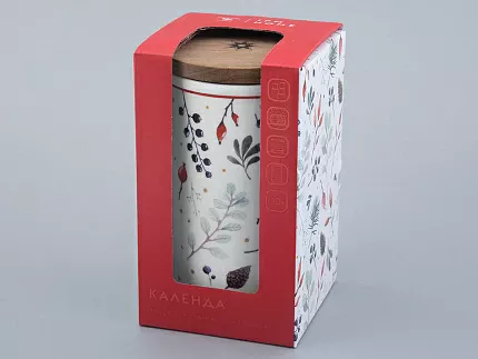 Банка с деревянной крышкой (высокая 165мм) форма Стандартная рисунок Календа арт. 42.00040.00.1